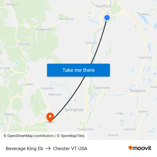 Beverage King Eb to Chester VT USA map