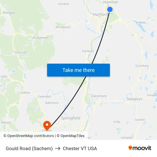 Gould Road (Sachem) to Chester VT USA map