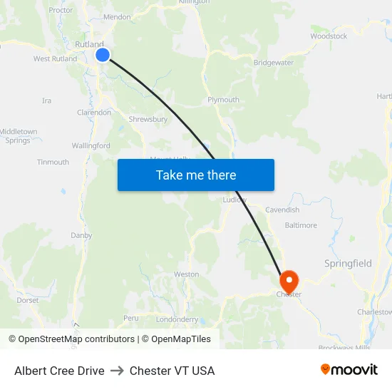 Albert Cree Drive to Chester VT USA map