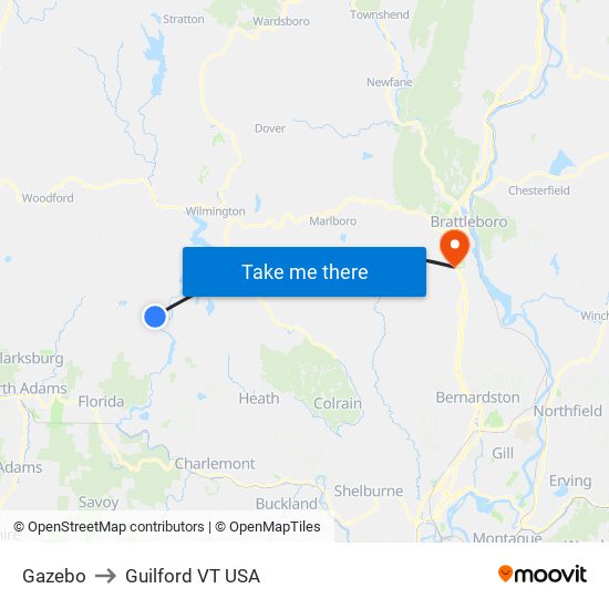 Gazebo to Guilford VT USA map