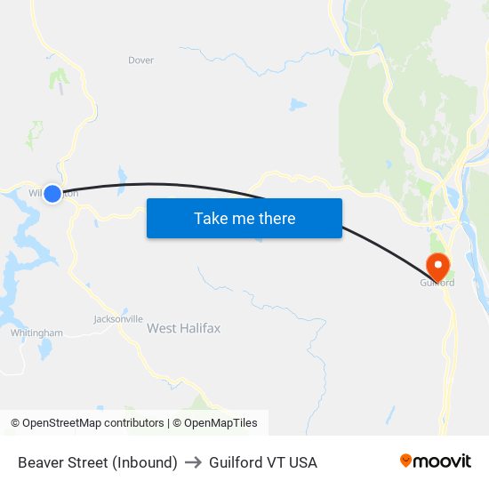 Beaver Street  (Inbound) to Guilford VT USA map