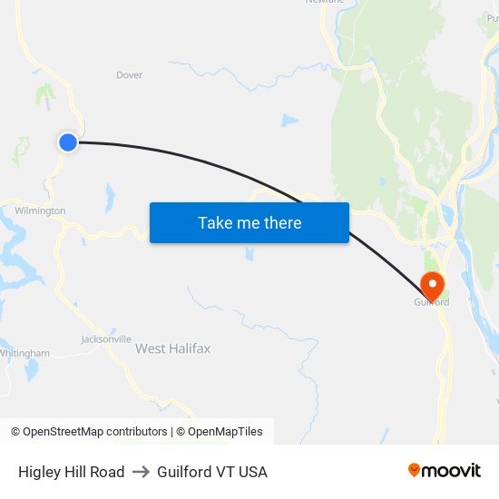 Higley Hill Road to Guilford VT USA map