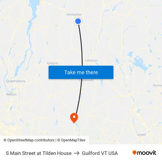 S Main Street at Tilden House to Guilford VT USA map