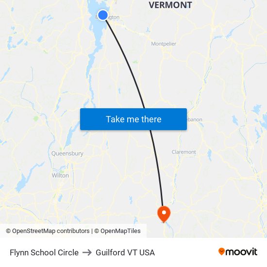 Flynn School Circle to Guilford VT USA map