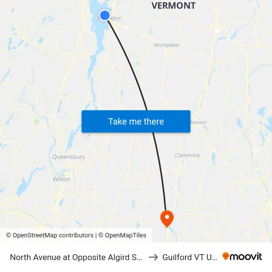 North Avenue at Opposite Algird Street to Guilford VT USA map