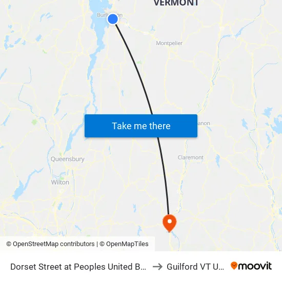 Dorset Street at Peoples United Bank to Guilford VT USA map