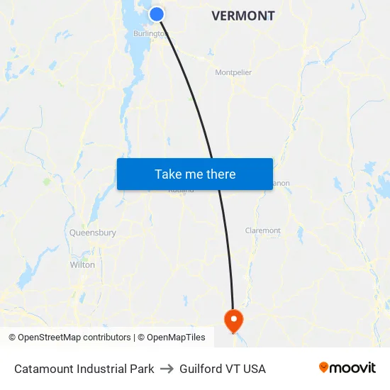 Catamount Industrial Park to Guilford VT USA map