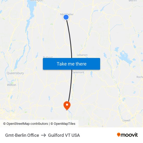 Gmt-Berlin Office to Guilford VT USA map