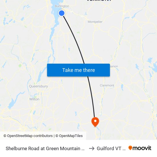 Shelburne Road at Green Mountain Kenworth to Guilford VT USA map