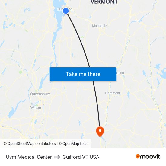 Uvm Medical Center to Guilford VT USA map