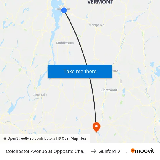 Colchester Avenue at Opposite Chase Street to Guilford VT USA map
