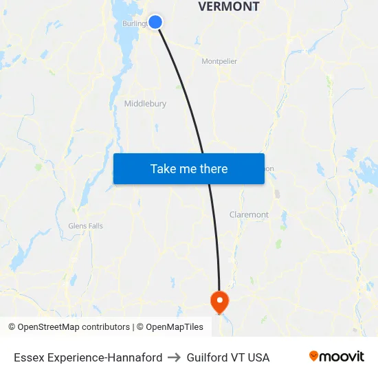 Essex Experience-Hannaford to Guilford VT USA map