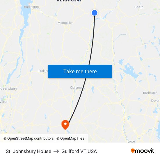 St. Johnsbury House to Guilford VT USA map