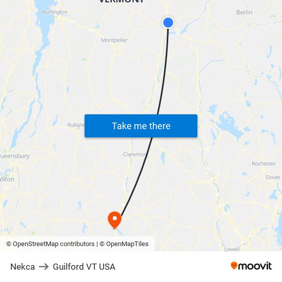 Nekca to Guilford VT USA map