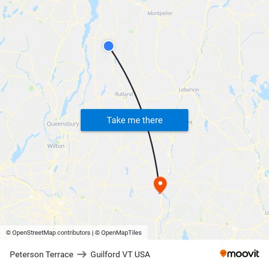 Peterson Terrace to Guilford VT USA map