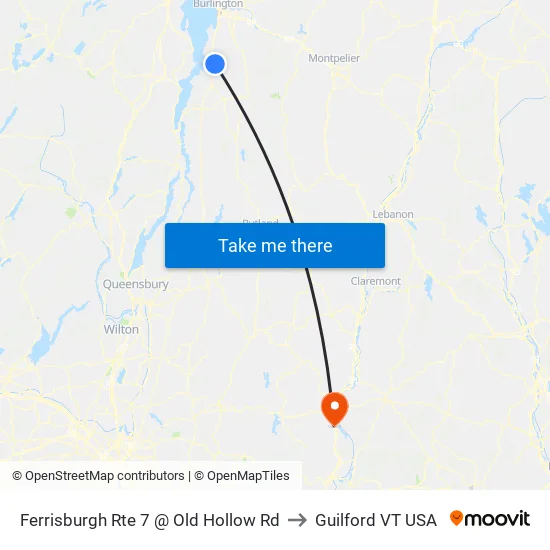 Ferrisburgh Rte 7 @ Old Hollow Rd to Guilford VT USA map