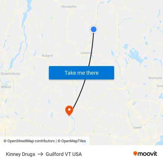 Kinney Drugs to Guilford VT USA map