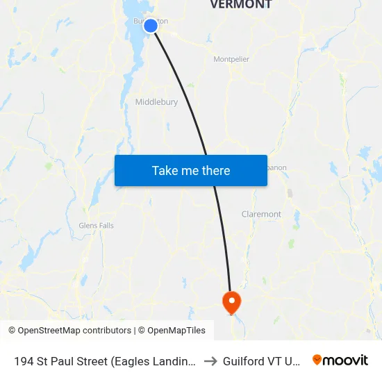194 St Paul Street (Eagles Landing) to Guilford VT USA map