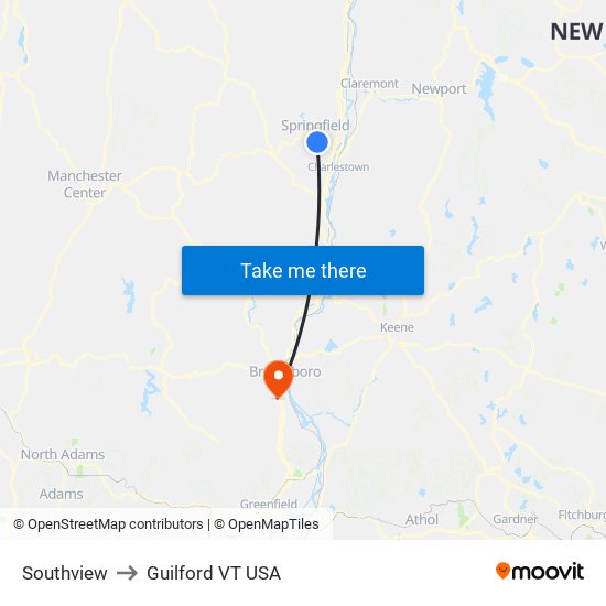 Southview to Guilford VT USA map