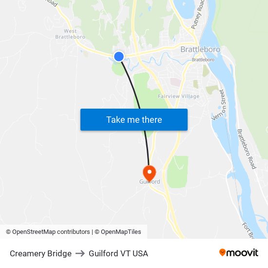 Creamery Bridge to Guilford VT USA map