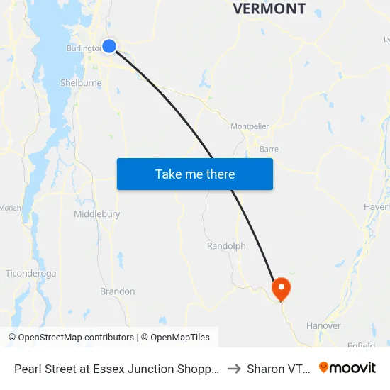Pearl Street at Essex Junction Shopping Center. to Sharon VT USA map