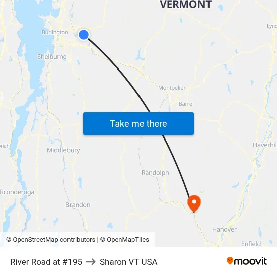 River Road at #195 to Sharon VT USA map