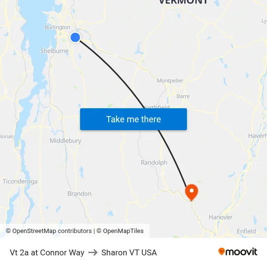 Vt 2a at Connor Way to Sharon VT USA map