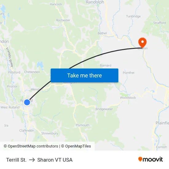 Terrill St. to Sharon VT USA map