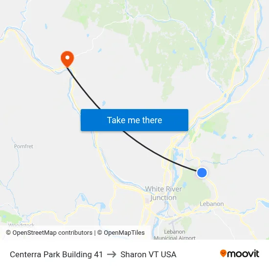 Centerra Park Building 41 to Sharon VT USA map