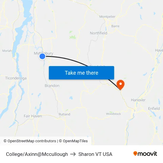 College/Axinn@Mccullough to Sharon VT USA map