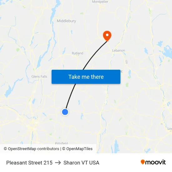 Pleasant Street 215 to Sharon VT USA map