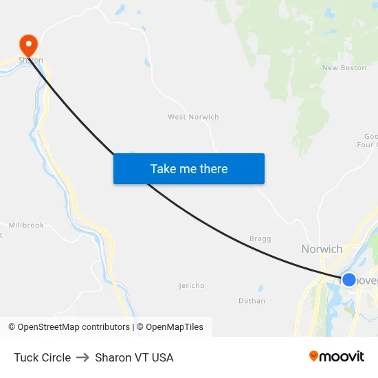 Tuck Circle to Sharon VT USA map
