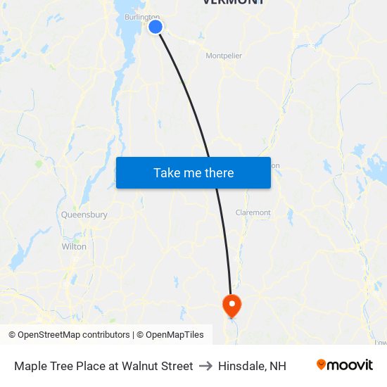 Maple Tree Place at Walnut Street to Hinsdale, NH map