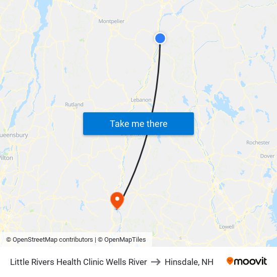 Little Rivers Health Clinic Wells River to Hinsdale, NH map