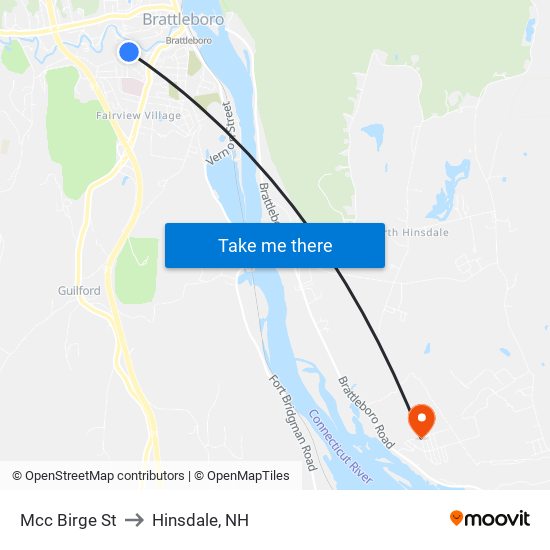 Mcc Birge St to Hinsdale, NH map