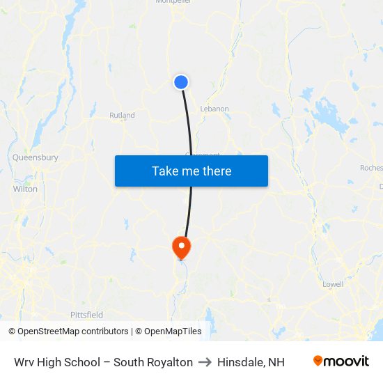 Wrv High School – South Royalton to Hinsdale, NH map