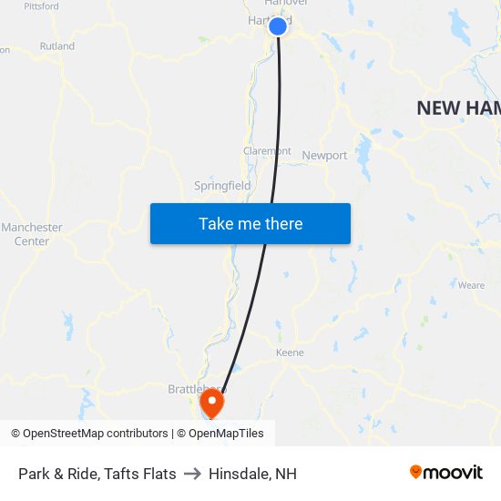 Park & Ride, Tafts Flats to Hinsdale, NH map