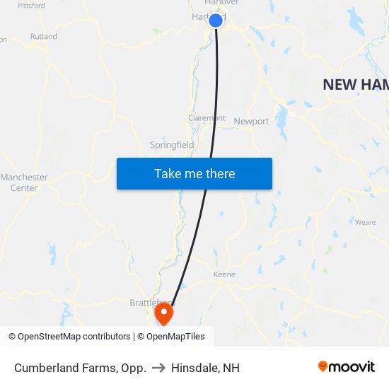 Cumberland Farms, Opp. to Hinsdale, NH map