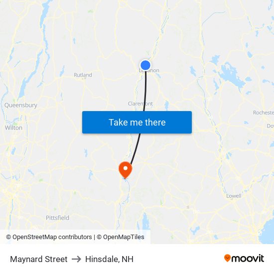 Maynard Street to Hinsdale, NH map