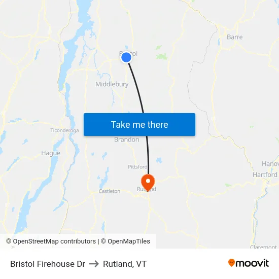 Bristol Firehouse Dr to Rutland, VT map