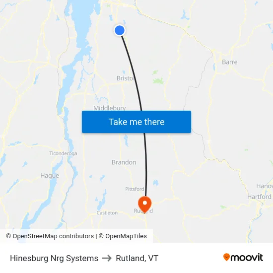 Hinesburg Nrg Systems to Rutland, VT map