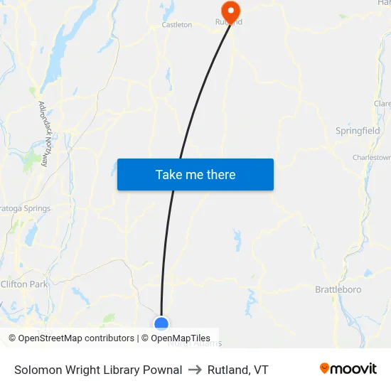 Solomon Wright Library Pownal to Rutland, VT map