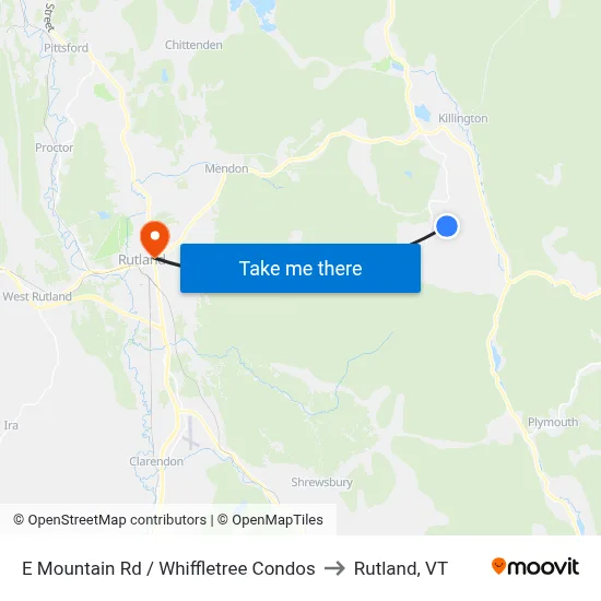 E Mountain Rd / Whiffletree Condos to Rutland, VT map