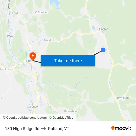 180 High Ridge Rd to Rutland, VT map
