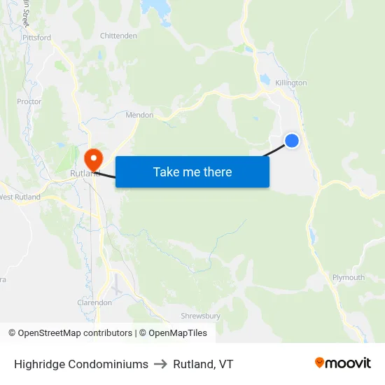 Highridge Condominiums to Rutland, VT map
