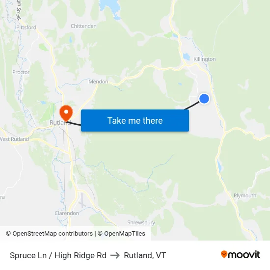 Spruce Ln / High Ridge Rd to Rutland, VT map