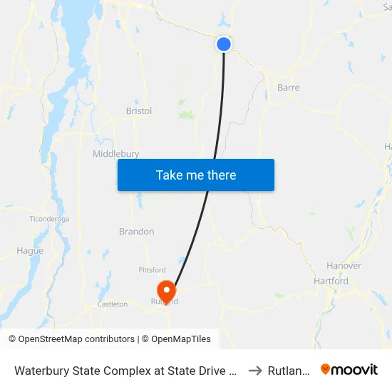 Waterbury State Complex at State Drive South Entrance to Rutland, VT map