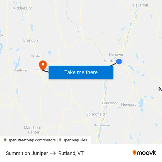 Summit on Juniper to Rutland, VT map