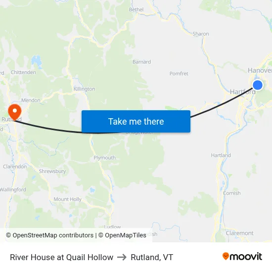 River House at Quail Hollow to Rutland, VT map