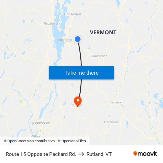 Route 15 Opposite Packard Rd. to Rutland, VT map